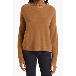 Alice + Olivia Caprice Crewneck Cashmere Sweater Size Medium NWT Camel Brown